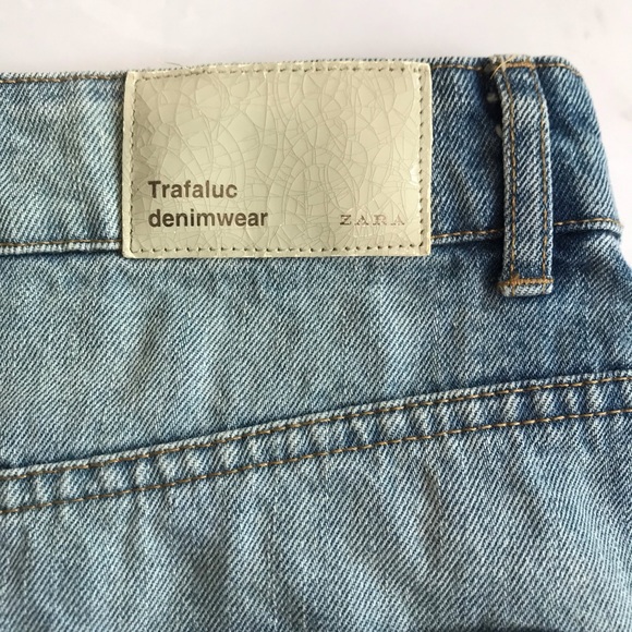 Zara Trafaluc Pearl Distressed Denim Skirt Medium - Picture 4 of 5